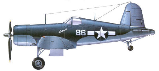 A Chance-Vought F4U-1D of VMF 124 U.S. Marine Squadron flown by Major Greg Boyington